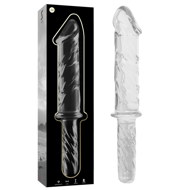 NEBULA-SERIE VON IBIZA – MODELL 24 DILDO AUS KLAREM BOROSILIKATGLAS, 28,5 CM O- 5 CM