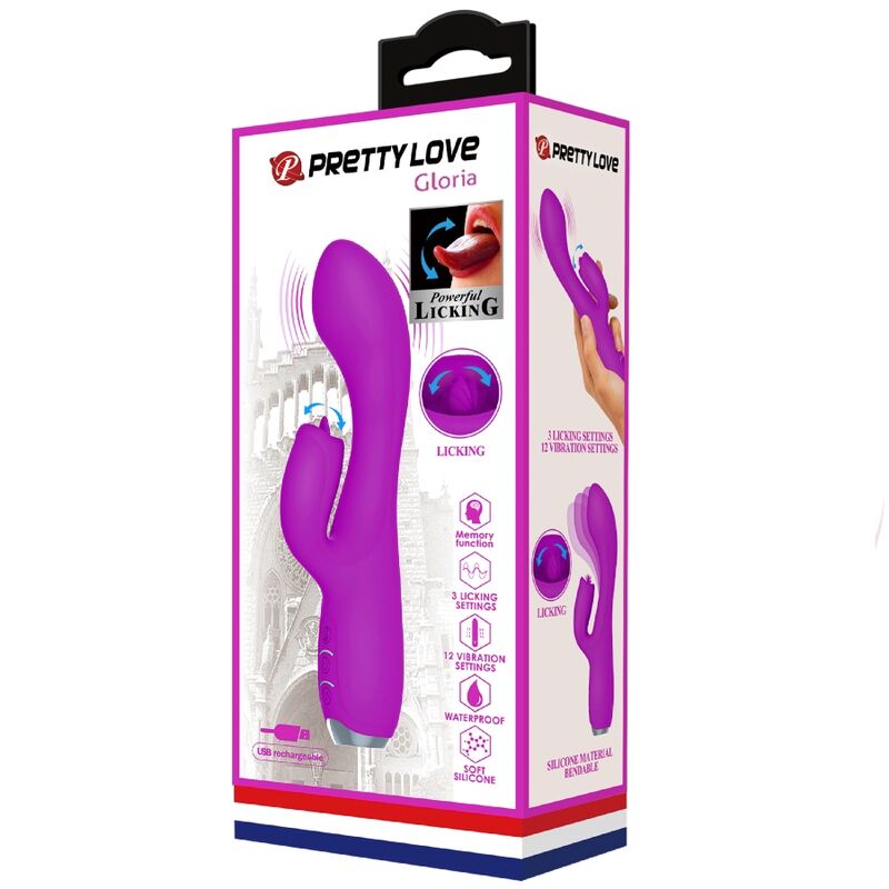 PRETTY LOVE – GLORIA Wiederaufladbarer Hasen-Vibrator, wasserdicht, lila