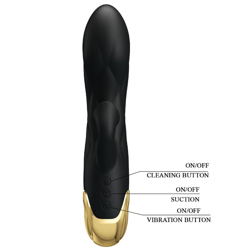 PRETTY LOVE – LUXUS-VIBRATOR ZUM AUFLADEN, SCHWARZ, GOLDVERGOLDET