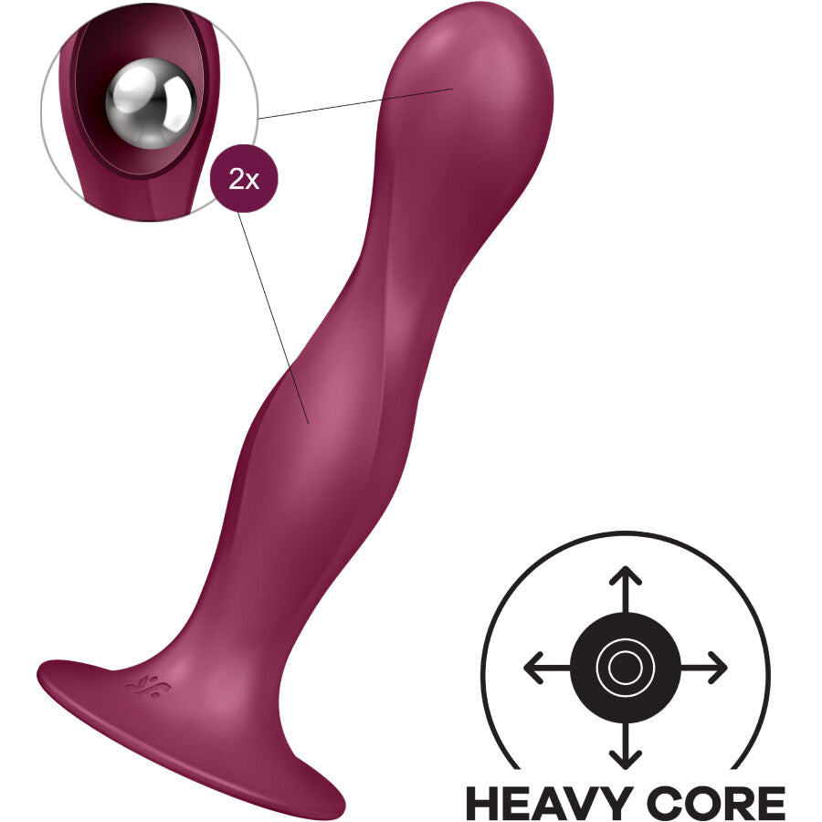 SATISFYER - DOPPELKUGEL-SILIKONDILDO - GRANAT