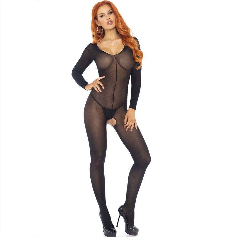 LEG AVENUE - SCHWARZER LANGÄRMLIGER BODYSTOCKING