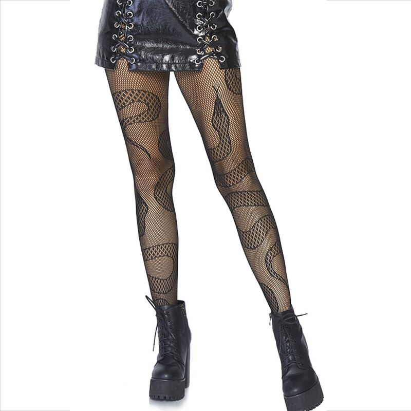 LEG AVENUE - BLACK SNAKE NET BAS