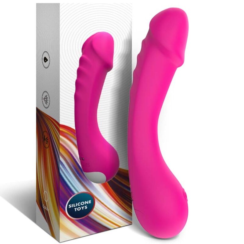 Fuchsiafarbener G-Punkt-Vibratordildo aus Silikon