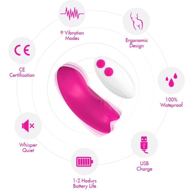 ARMONY – Tragbarer Slip mit pinkfarbenem Schmetterlingsvibrator und Fernbedienung
