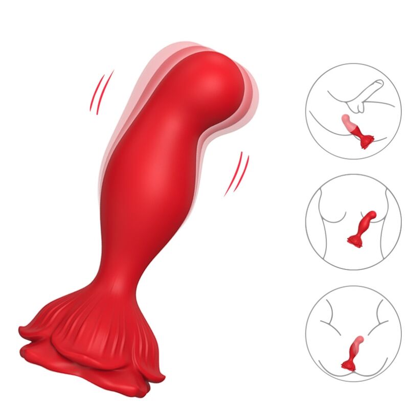 Plug anal rouge Armony en vibration avec schémas des zones d'utilisation