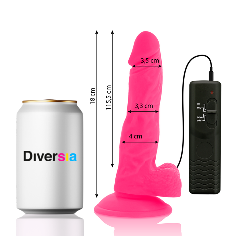 DIVERSIA - PINK FLEXIBLES, LEUCHTENDES DILDO 18 CM -O- 4 CM