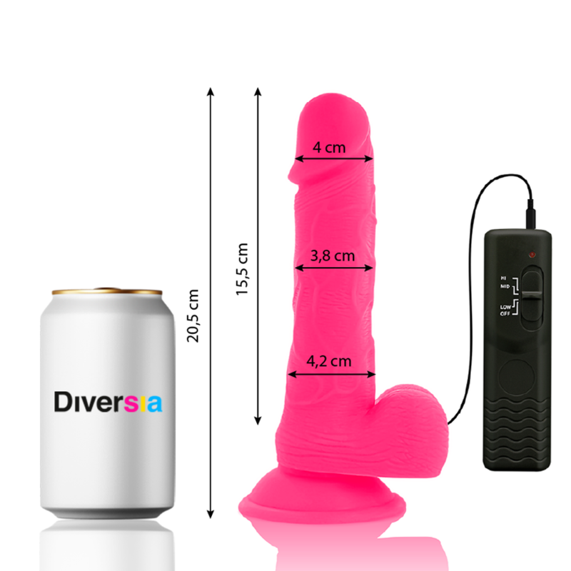 DIVERSIA – PINK FLEXIBLER, LEUCHTENDES DILDO 20,5 CM – O – 4,2 CM