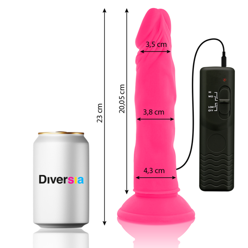 Weicher Dildo mit rosa Vibration 23 cm -o- 4,3 cm