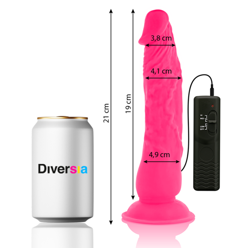 DIVERSIA – PINK FLEXIBLER, LEUCHTENDES DILDO 21 CM – O – 4,9 CM