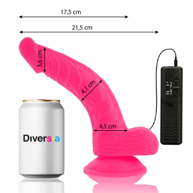 DIVERSIA – PINK FLEXIBLER, LEUCHTENDES DILDO 21,5 CM – O – 4,5 CM
