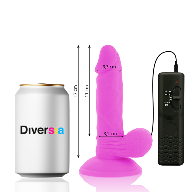 Lila flexibler vibrierender Dildo 17 cm -o- 3,3 cm