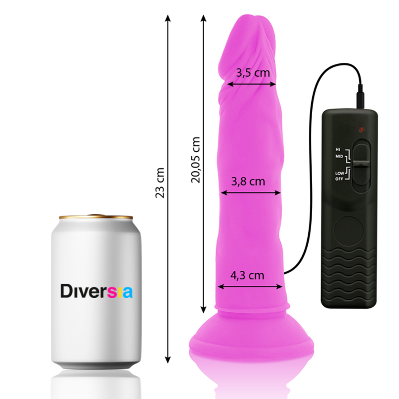 DIVERSIA - FLEXIBLER VIBRATIONSDILDO LILA 23 CM -O- 4,3 CM