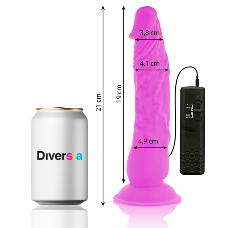 Lila flexibler vibrierender Dildo 21 cm -o- 4,9 cm