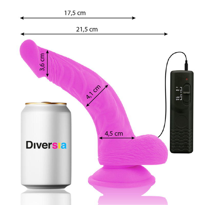 Lila flexibler vibrierender Dildo 21,5 cm -o- 4,5 cm