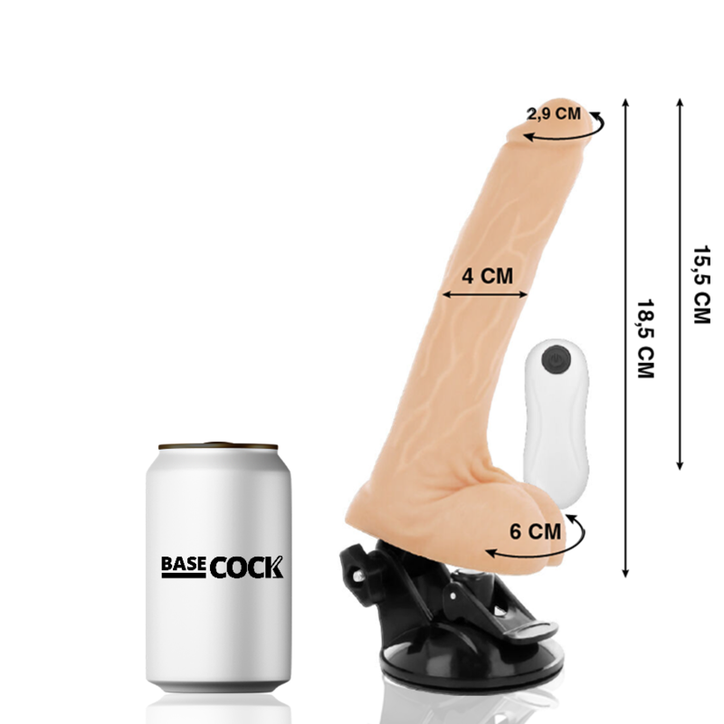 BASECOCK – Beweglicher Vibrator mit Fernbedienung, Schwarz, 18,5 cm x 4 cm