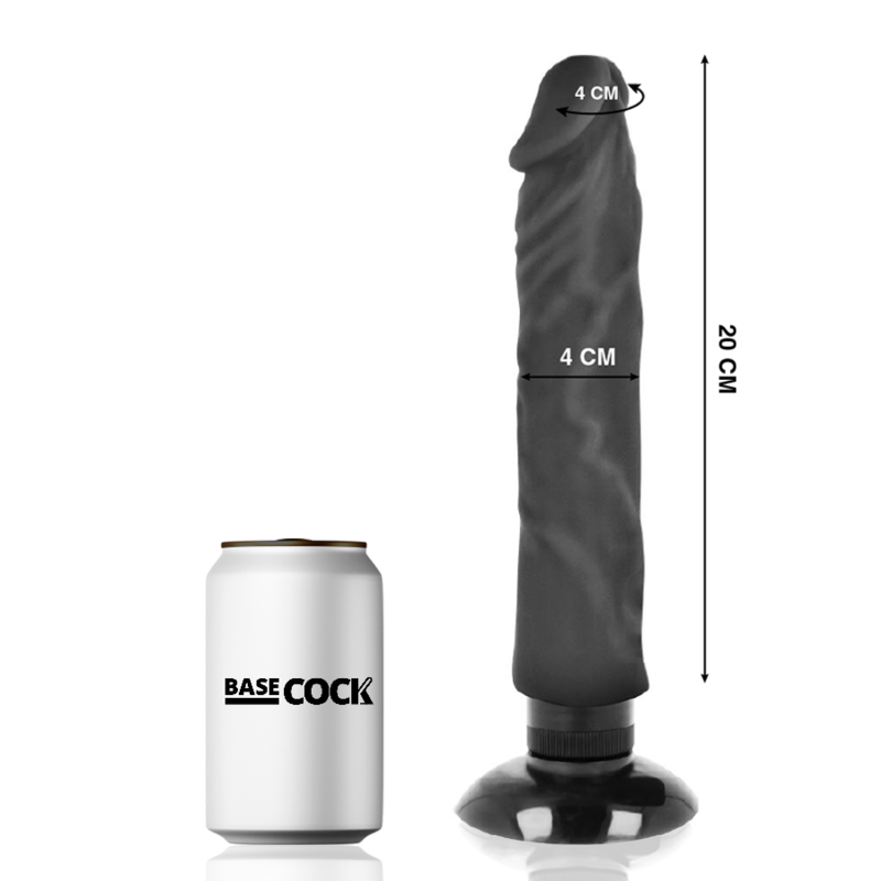 Vibromasseur Réaliste 2 en 1 Ventouse Extenseur 20 cm TPE - Basecock