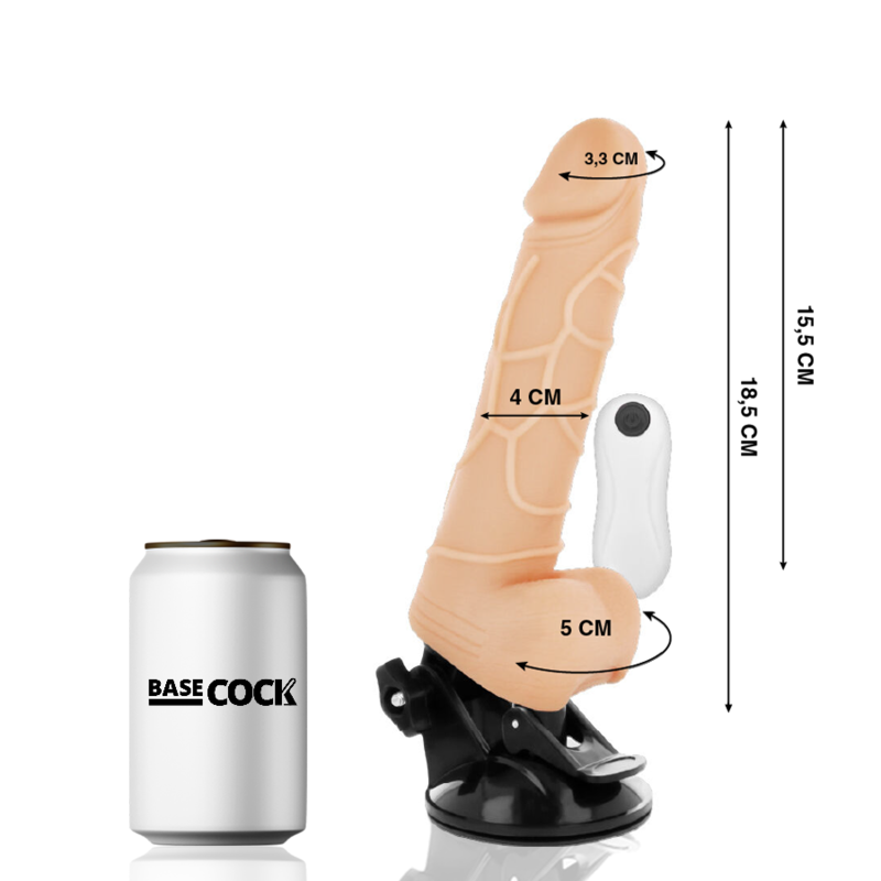 BASECOCK – REALISTISCHER VIBRATOR MIT FERNBEDIENUNG, SCHWARZ, 18,5 CM – O – 4 CM