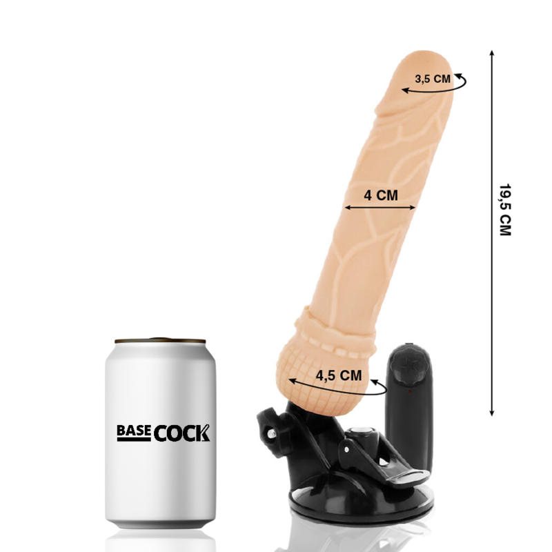 BASECOCK – REALISTISCHER VIBRATOR MIT FERNBEDIENUNG, SCHWARZ, 19,5 CM – O – 4 CM