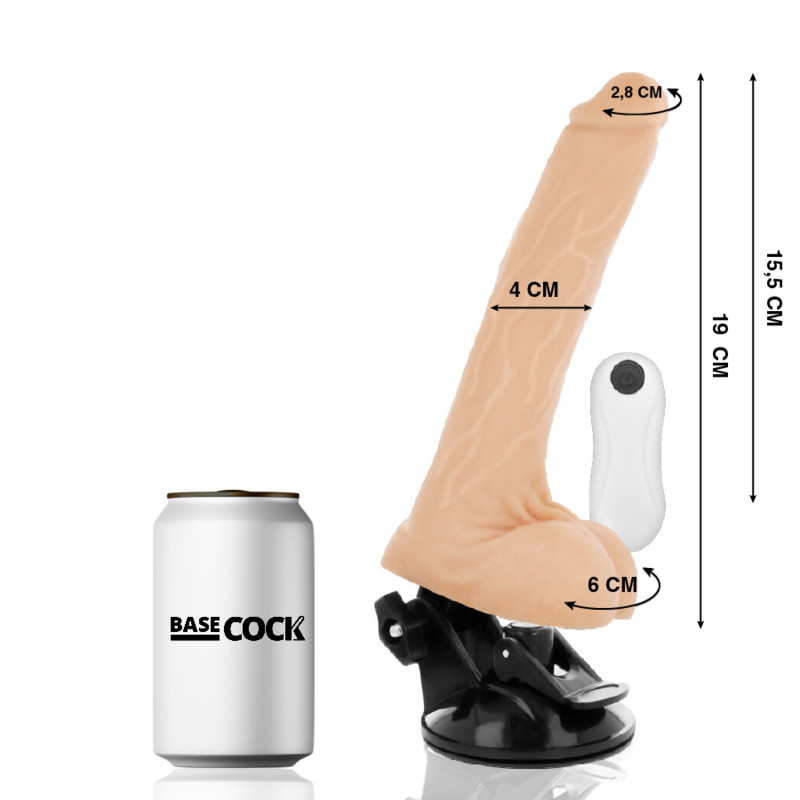 BASECOCK – REALISTISCHER VIBRATOR MIT FERNBEDIENUNG, SCHWARZ, 19 CM O- 4 CM