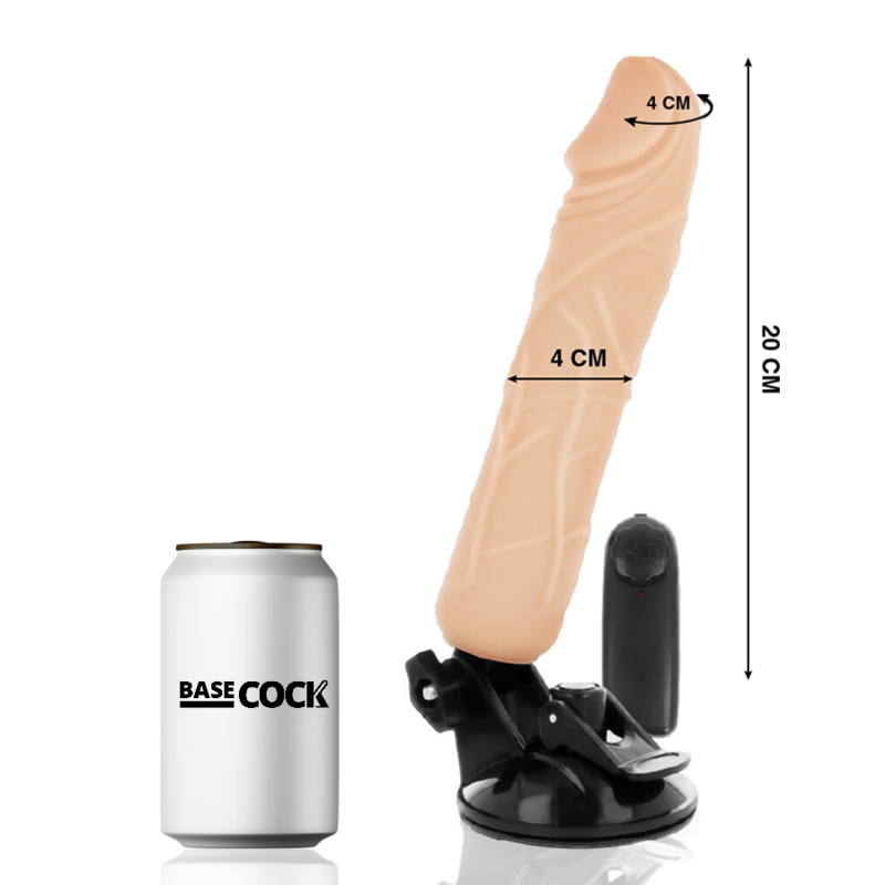 BASECOCK – REALISTISCHER VIBRATOR MIT FERNBEDIENUNG, SCHWARZ, 20 CM × 4 CM