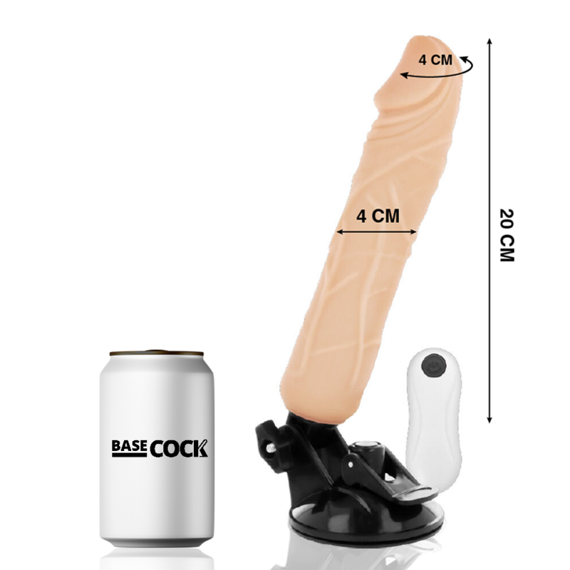 BASECOCK – REALISTISCHER VIBRATOR MIT FERNBEDIENUNG, SCHWARZ, 20 CM × 4 CM