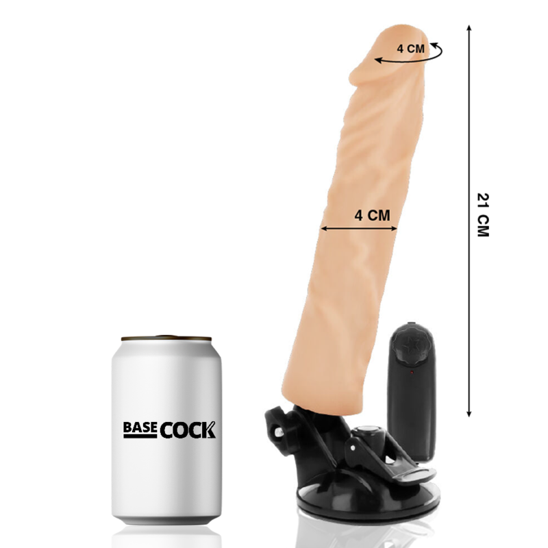 BASECOCK – REALISTISCHER VIBRATOR MIT FERNBEDIENUNG, SCHWARZ, 21 CM – O – 4 CM