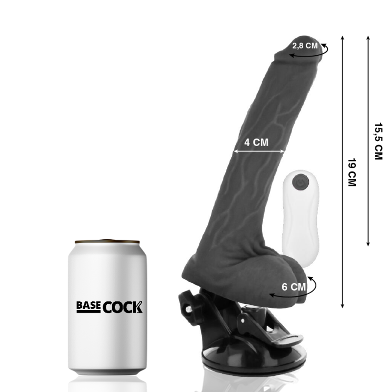 Vibromasseur Ventouse Réaliste Télécommande 12 Modes TPE - Basecock