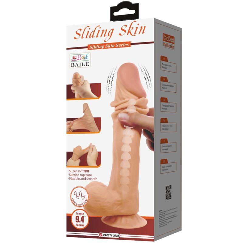 Sliding Skin Series Realistischer Dildo mit Saugnapf Sliding Skin Remote Control Flesh 24 cm