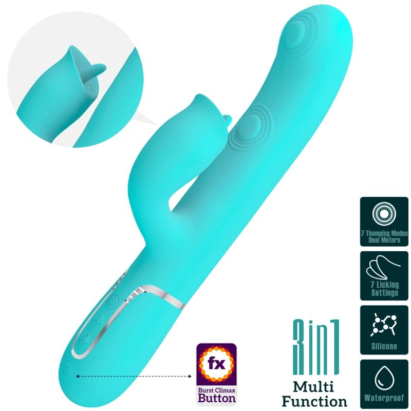 Aquagrüner leckbarer Rabbit-Vibrator