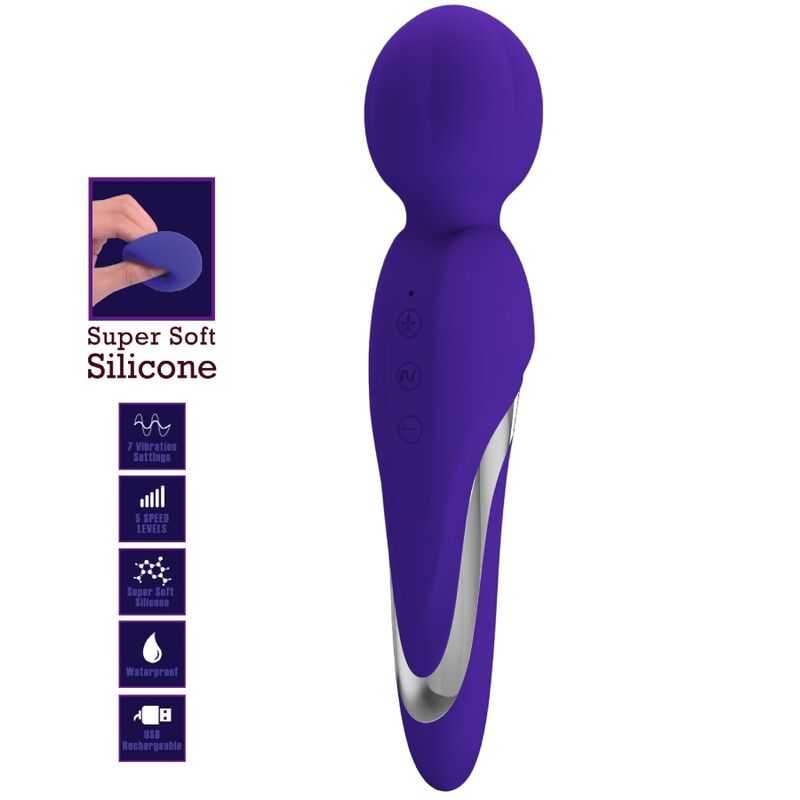 Vibromasseur Wand Walter 7 Vibrations 5 Intensités - Silicone - Pretty Love