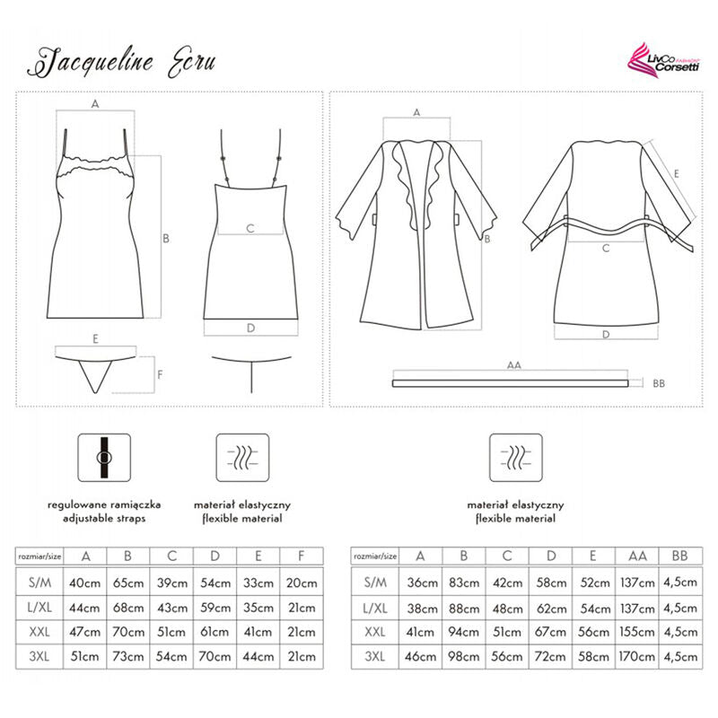 LIVCO CORSETTI FASHION - JACQUELINE LC 90249 KLEID + HEMD + HÖSCHEN ECRU L/XL