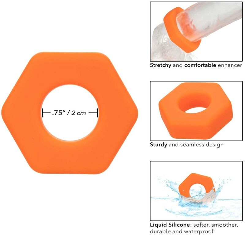 CALEXOTICS - ALPHA RING EXTENSION SEXAGON ORANGE