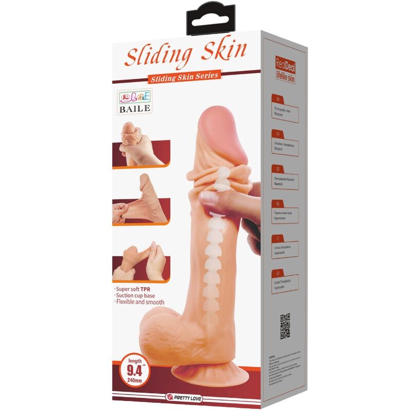 PRETTY LOVE – REALISTISCHER DILDO MIT SAUGNAPF, SLIDING SKIN SERIE, 24 CM