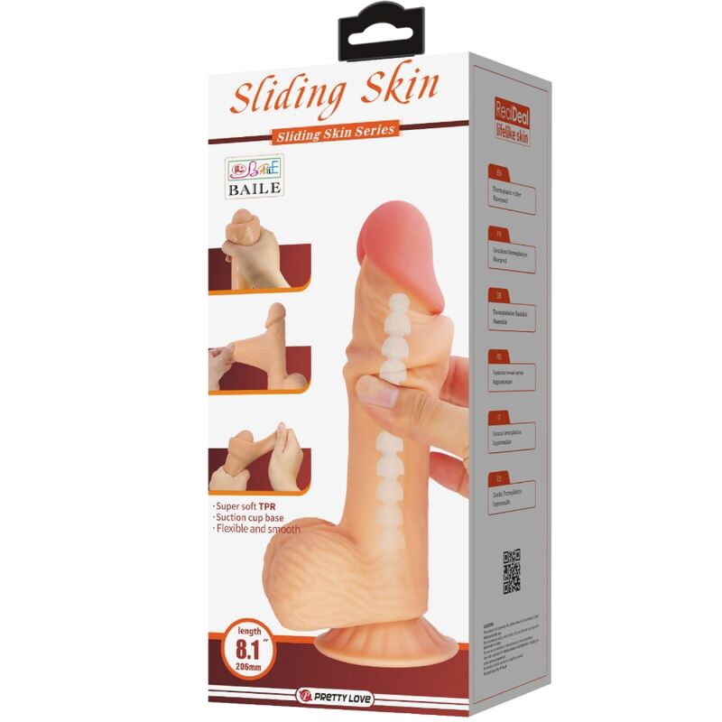 PRETTY LOVE – SLIDING SKIN SERIE REALISTISCHER DILDO MIT SAUGNAPF SLIDING SKIN 20,6 CM