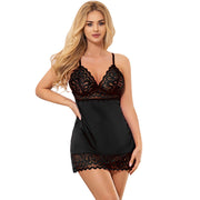 Babydoll mit Blumendruck Pecho Negro S/M