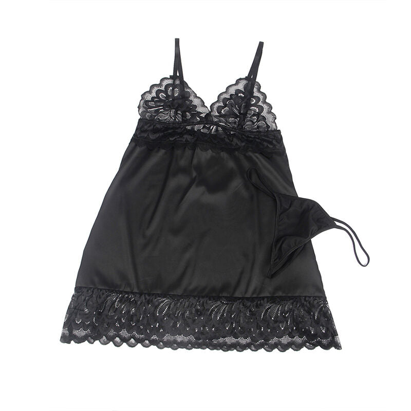 Babydoll mit Blumendruck Pecho Negro S/M