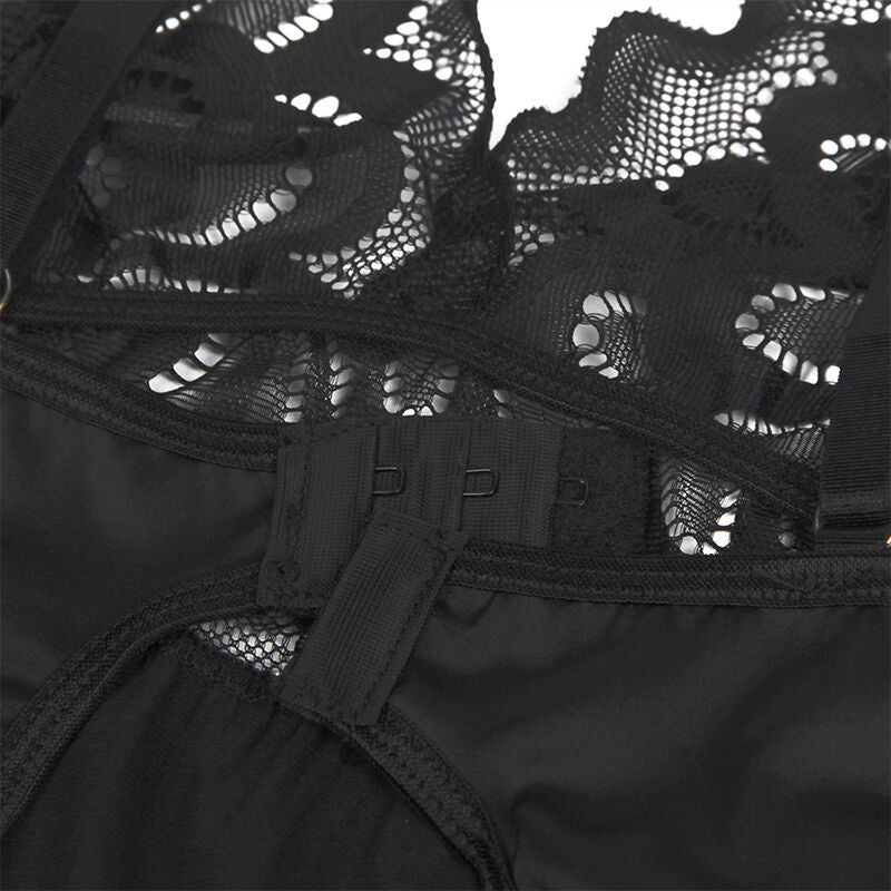 Babydoll mit Blumendruck Pecho Negro S/M