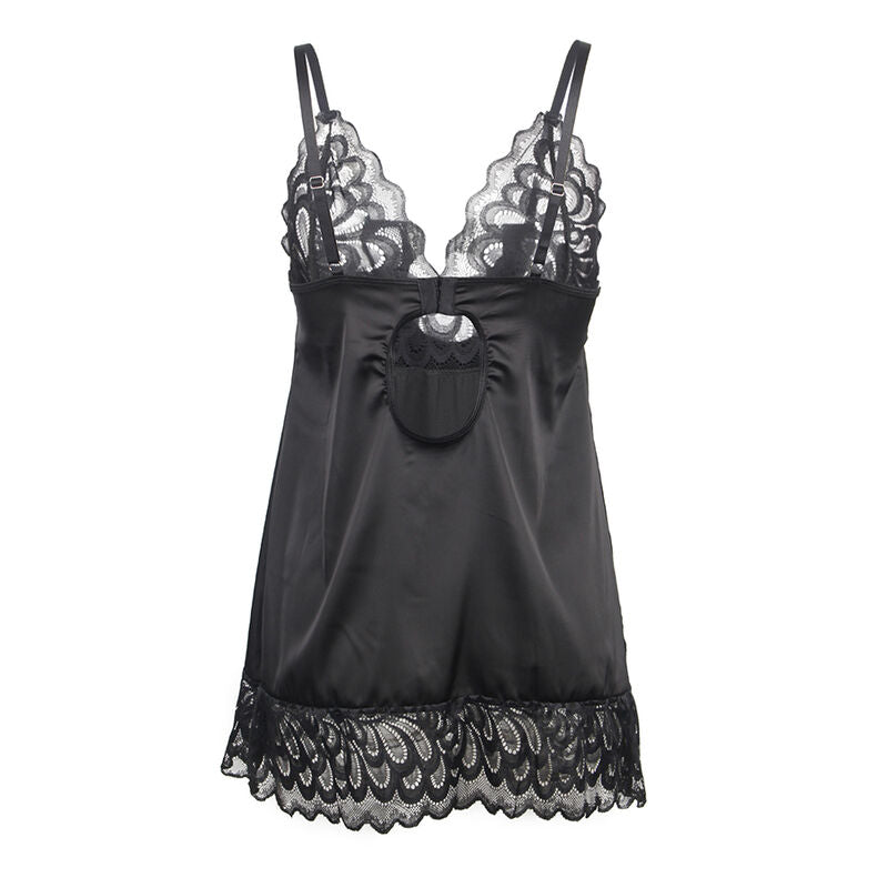 Babydoll mit Blumendruck Pecho Negro S/M