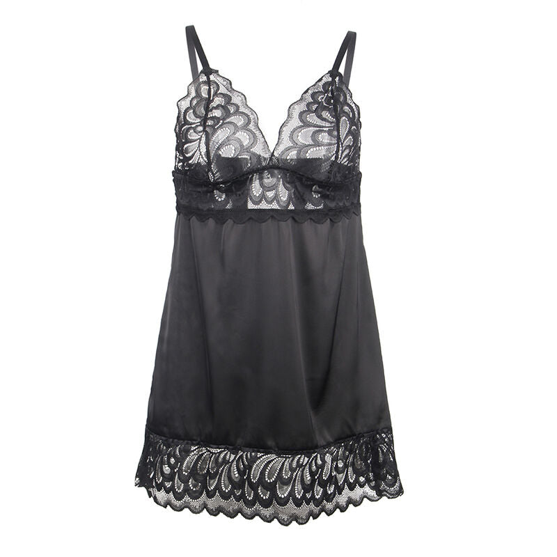 Babydoll mit Blumendruck Pecho Negro S/M