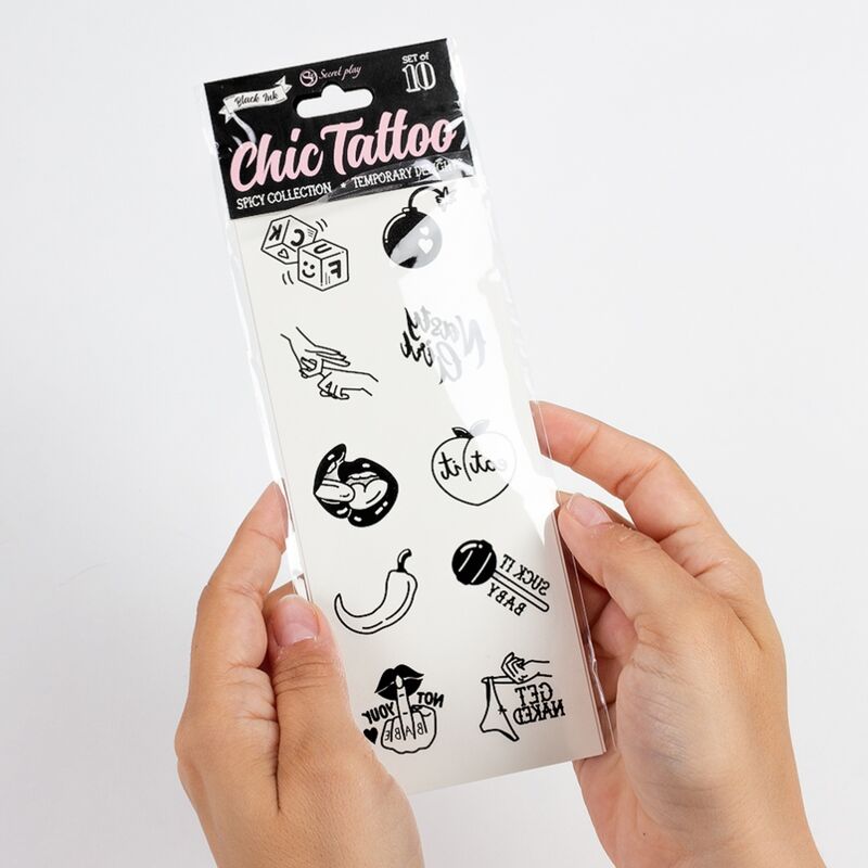 Packung mit 10 temporären Tattoos aus der Spicy Collection