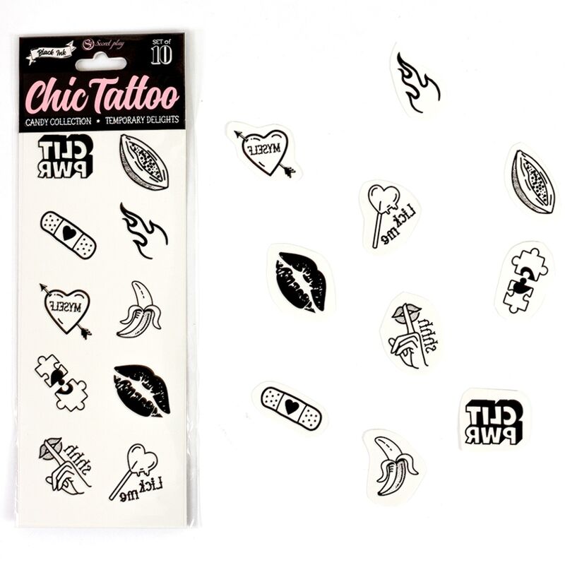 Set mit 10 temporären Tattoos aus der Süßigkeitenkollektion