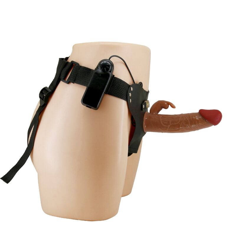 Marion Universal-Harness-Slip mit vibrierendem Dildo 19 cm braun