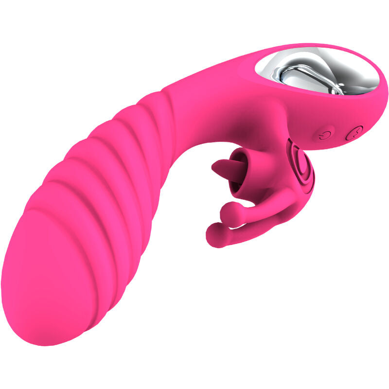 ARMONY - VICKY RABBIT VIBRATOR MIT ZUNGE UND ZUGRIFFSRING, FUCHSIA
