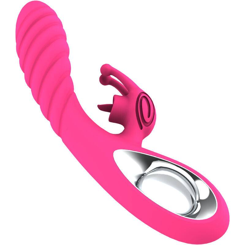 ARMONY - VICKY RABBIT VIBRATOR MIT ZUNGE UND ZUGRIFFSRING, FUCHSIA