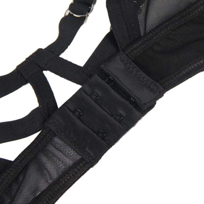 Zweiteiliges Set aus transparentem BH und S/M-Bändern