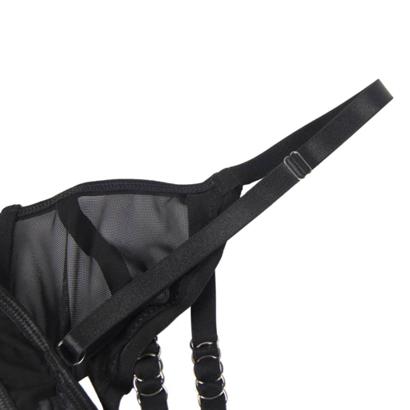 Zweiteiliges Set aus transparentem BH und S/M-Bändern