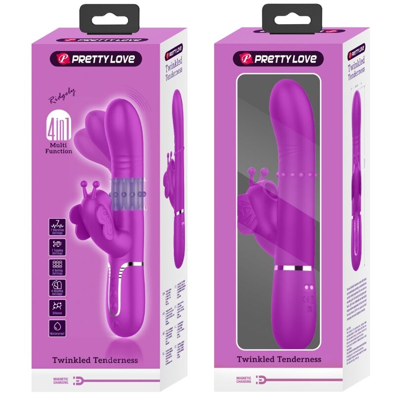 4-in-1 Multifunktions-Rabbit-Vibrator, Fuchsia Butterfly