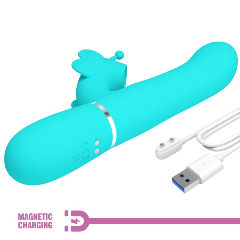 4-in-1 Multifunktions-Rabbit-Vibrator, Aqua Green Butterfly