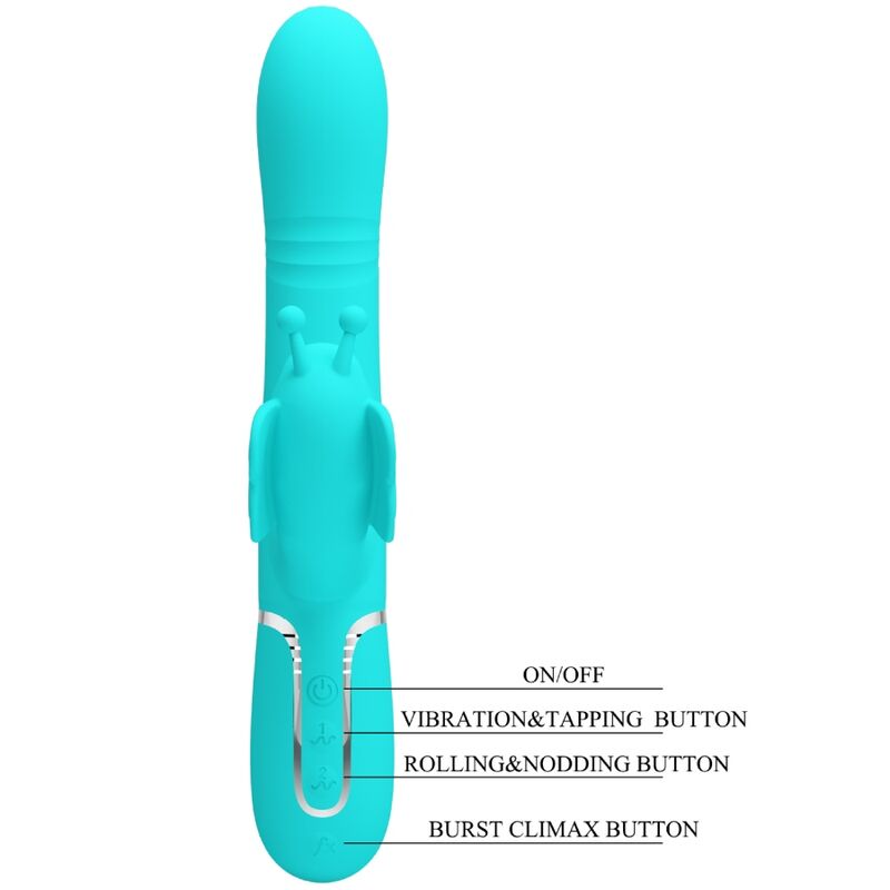 4-in-1 Multifunktions-Rabbit-Vibrator, Aqua Green Butterfly