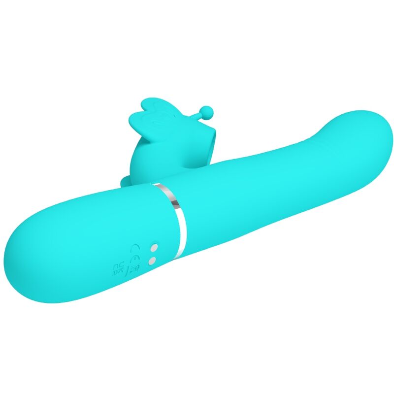 4-in-1 Multifunktions-Rabbit-Vibrator, Aqua Green Butterfly